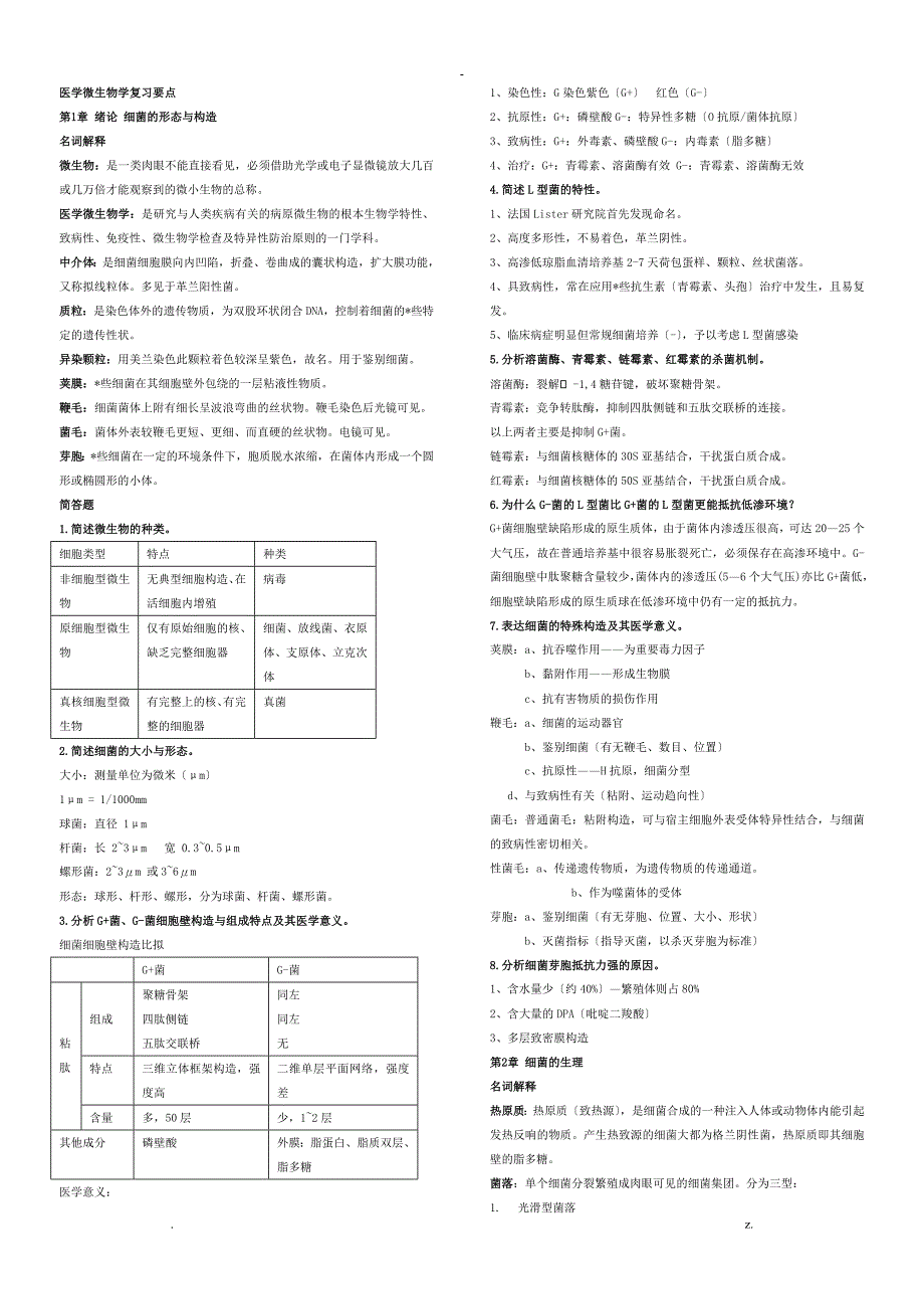 医学微生物学复习要点、重点难点总结_第1页