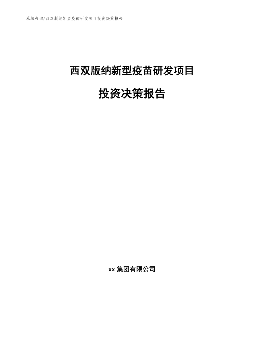 西双版纳新型疫苗研发项目投资决策报告_模板范文_第1页