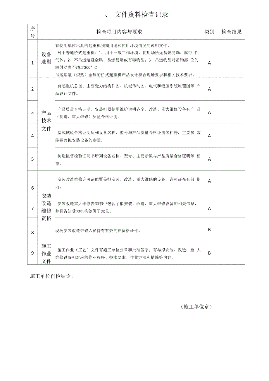 桥式起重机施工自检记录_第3页