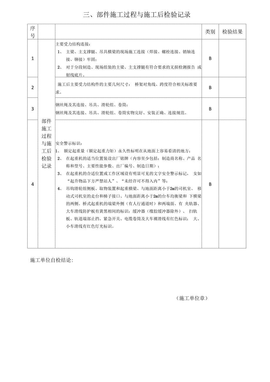 桥式起重机施工自检记录_第5页