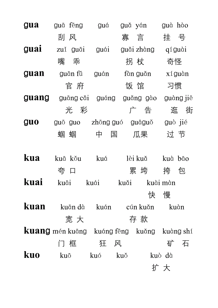 g.k.h三拼音节的拼音词语_第1页