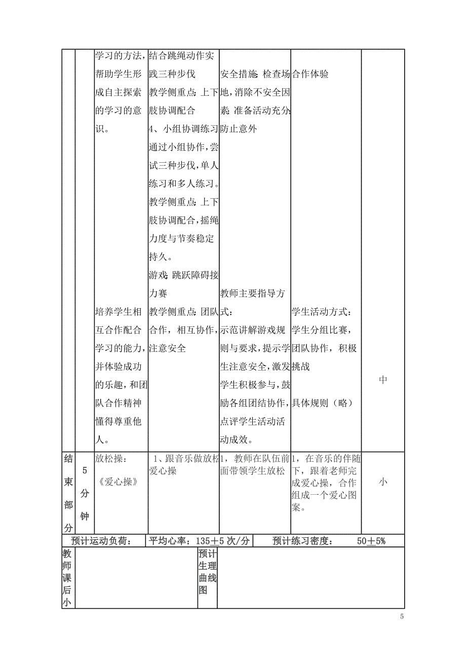 冯国辉三年级花式跳绳教学设计_第5页