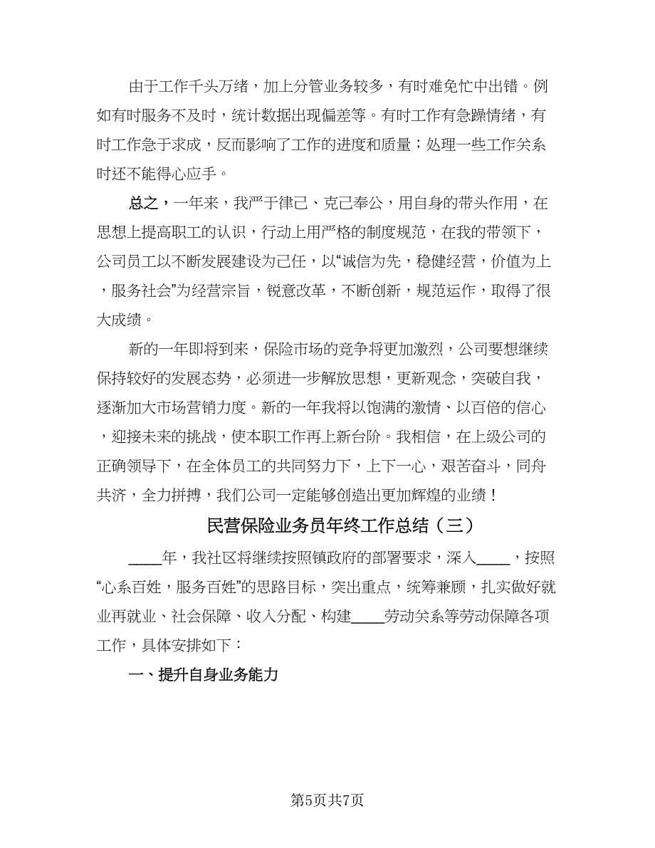 民营保险业务员年终工作总结（三篇）_第5页