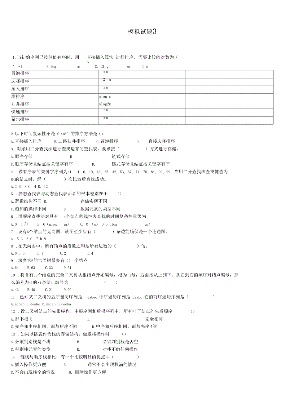 数据结构C++模拟试题_第2页