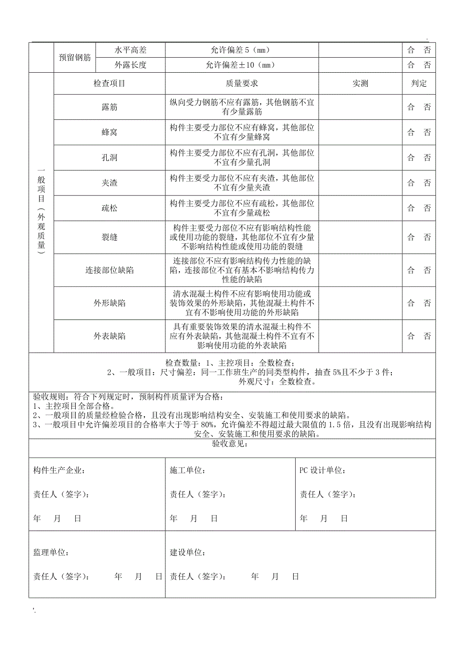 PC构件质量验收表_第2页