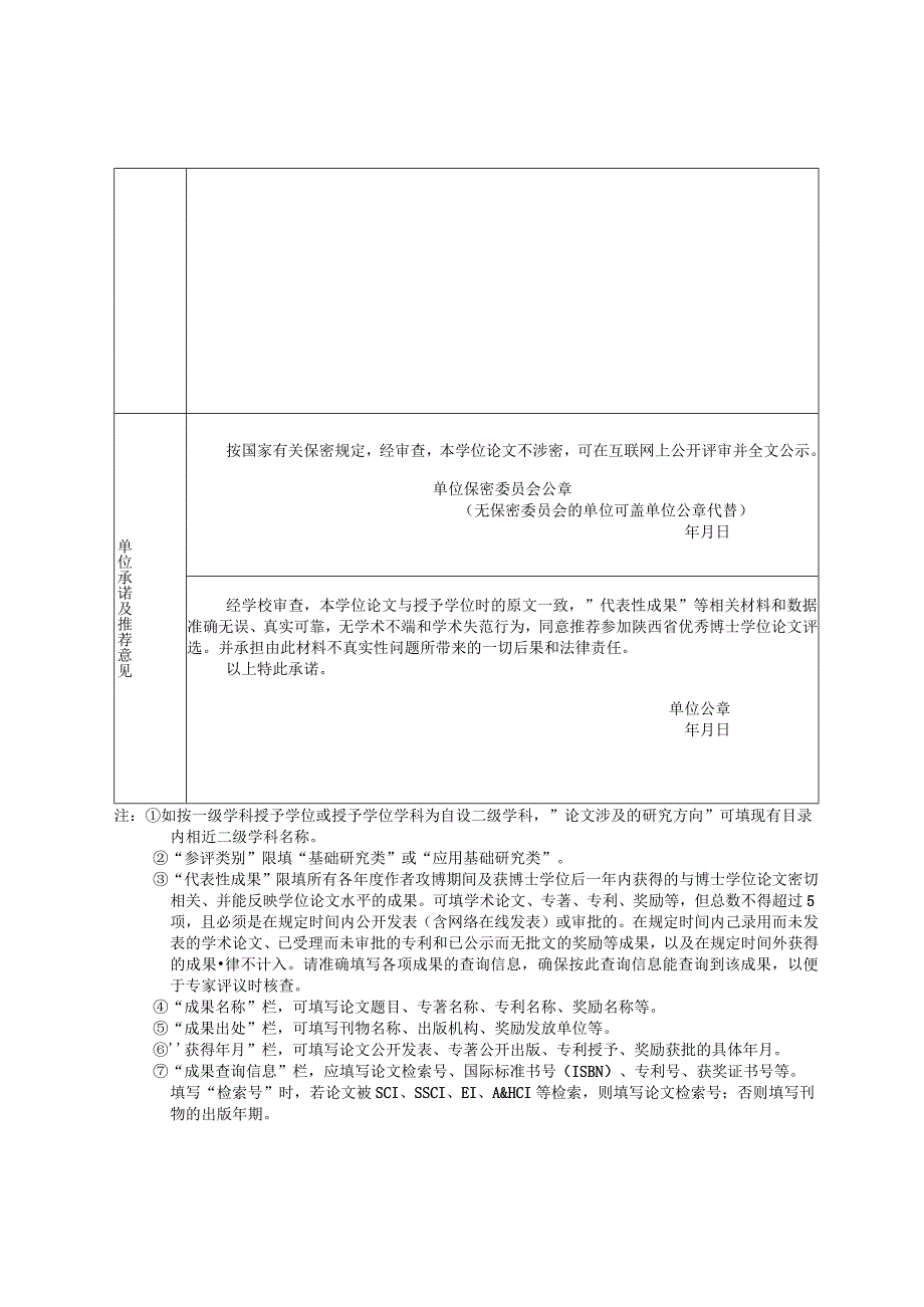 陕西省优秀博士学位论文推荐表_第2页