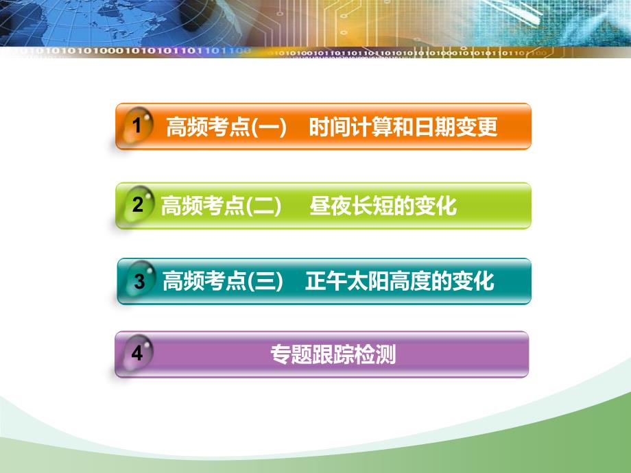 新课标高考地理二轮专题辅导与测试通用版课件：自然地理命题6大着眼点之一 地球运动_第3页