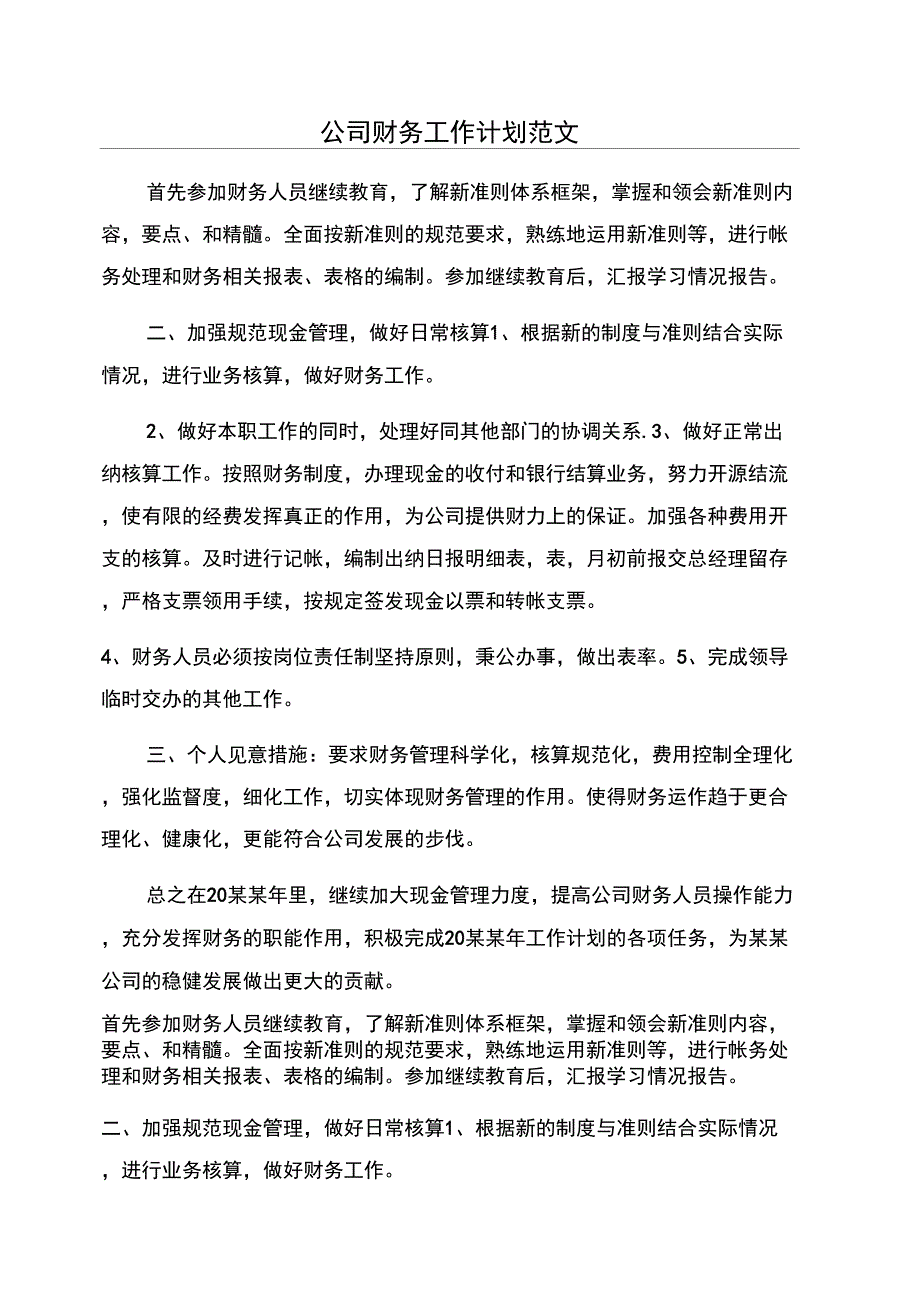 公司财务工作计划范文_第1页