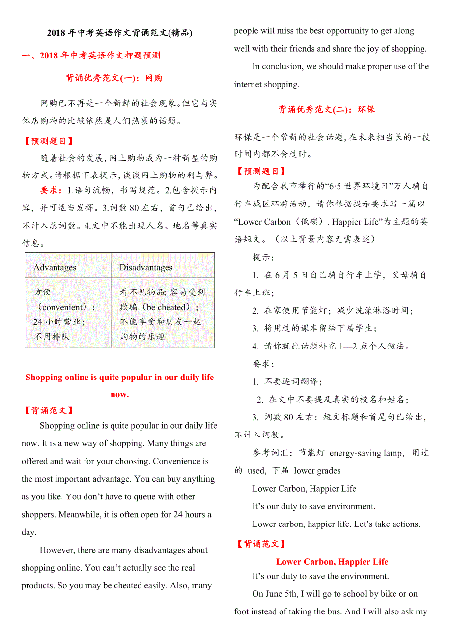 (完整版)2018年中考英语作文背诵范文(精品).doc_第1页