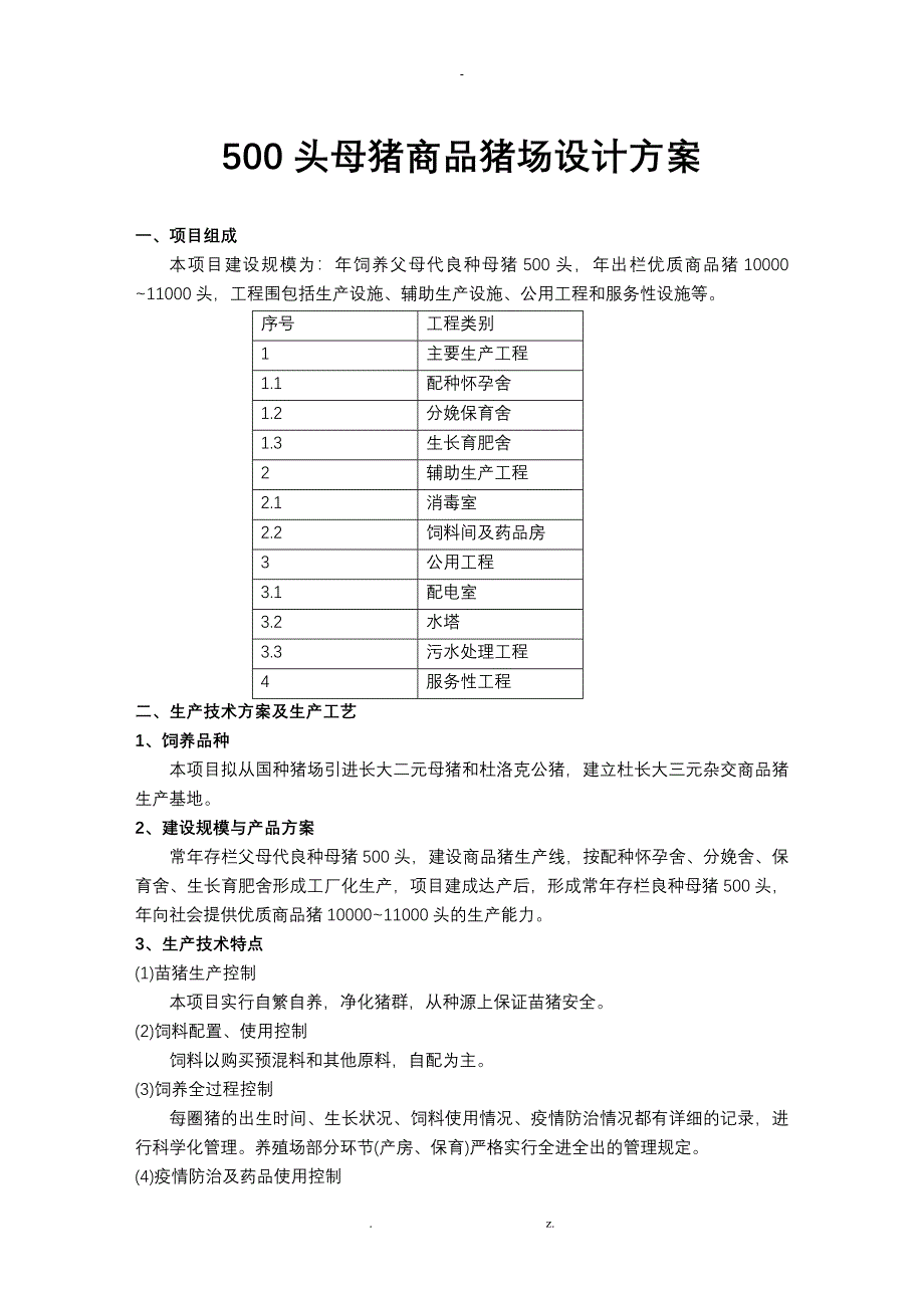 500头母猪商品猪场方案与对策_第1页