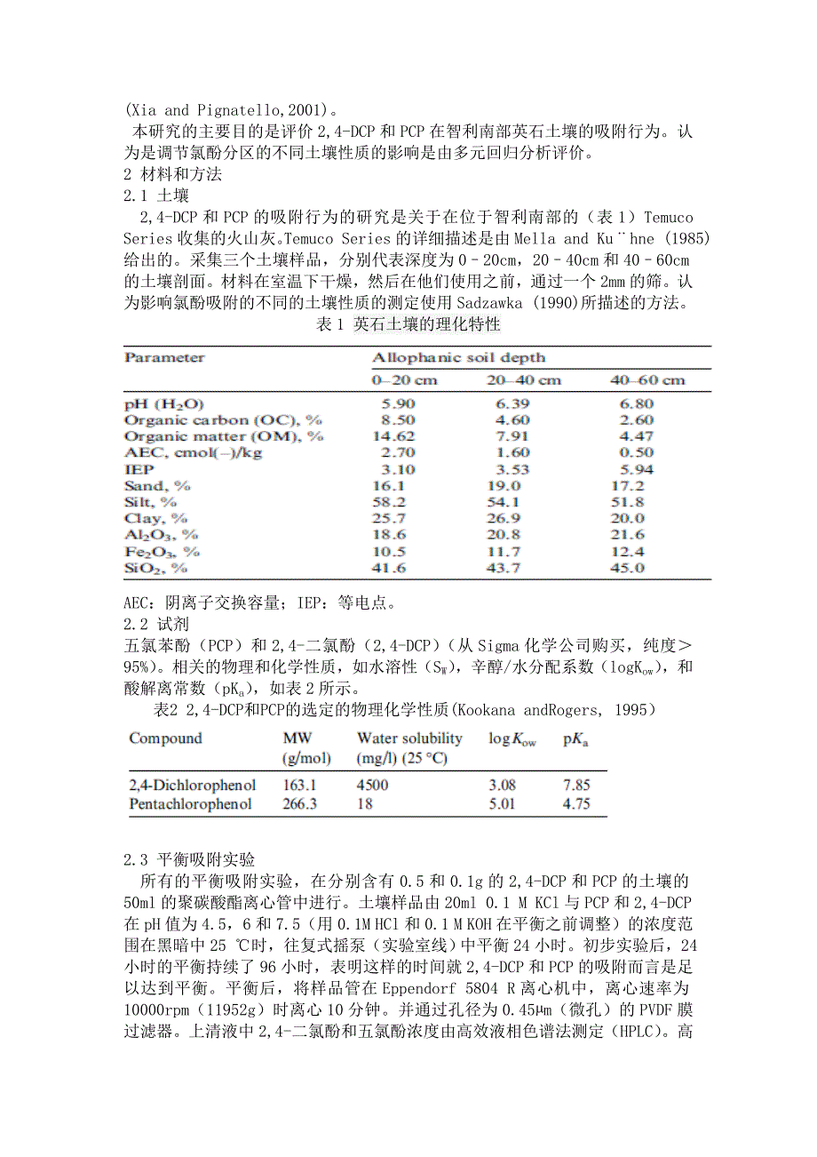 二氯苯酚和五氯苯酚在英石土壤的吸附行为_第2页