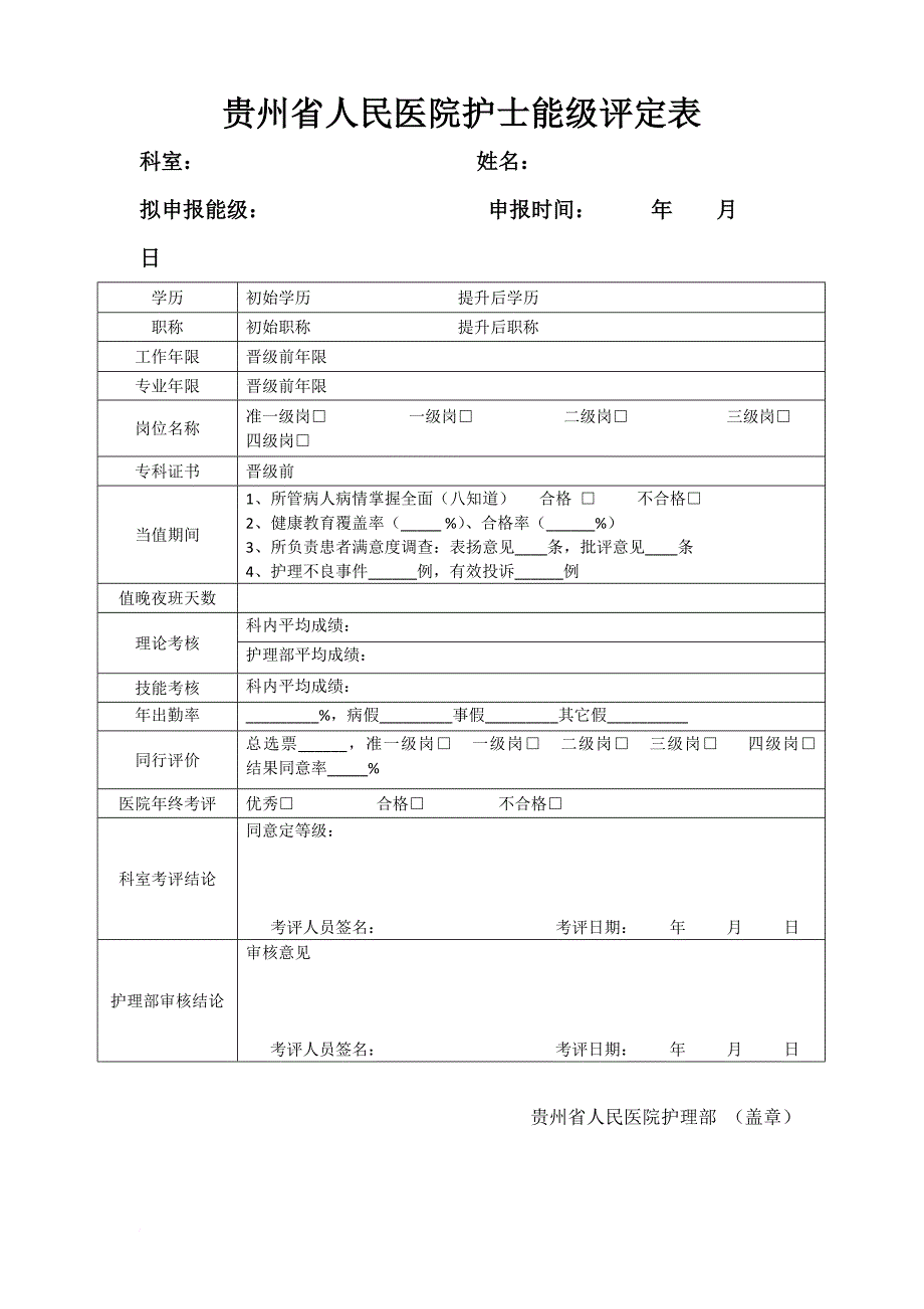 护士能级评定表_第4页