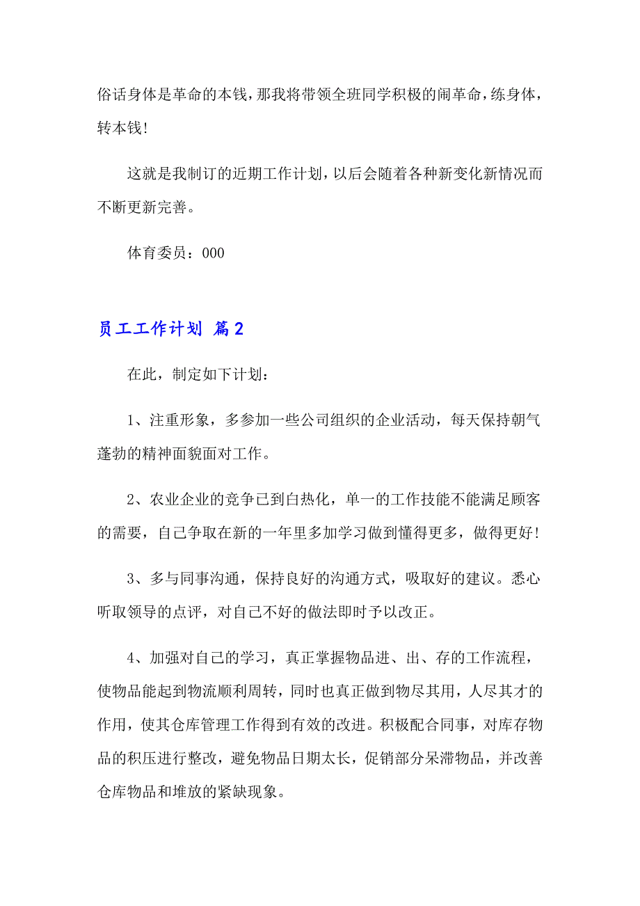 2023年实用的员工工作计划4篇_第2页