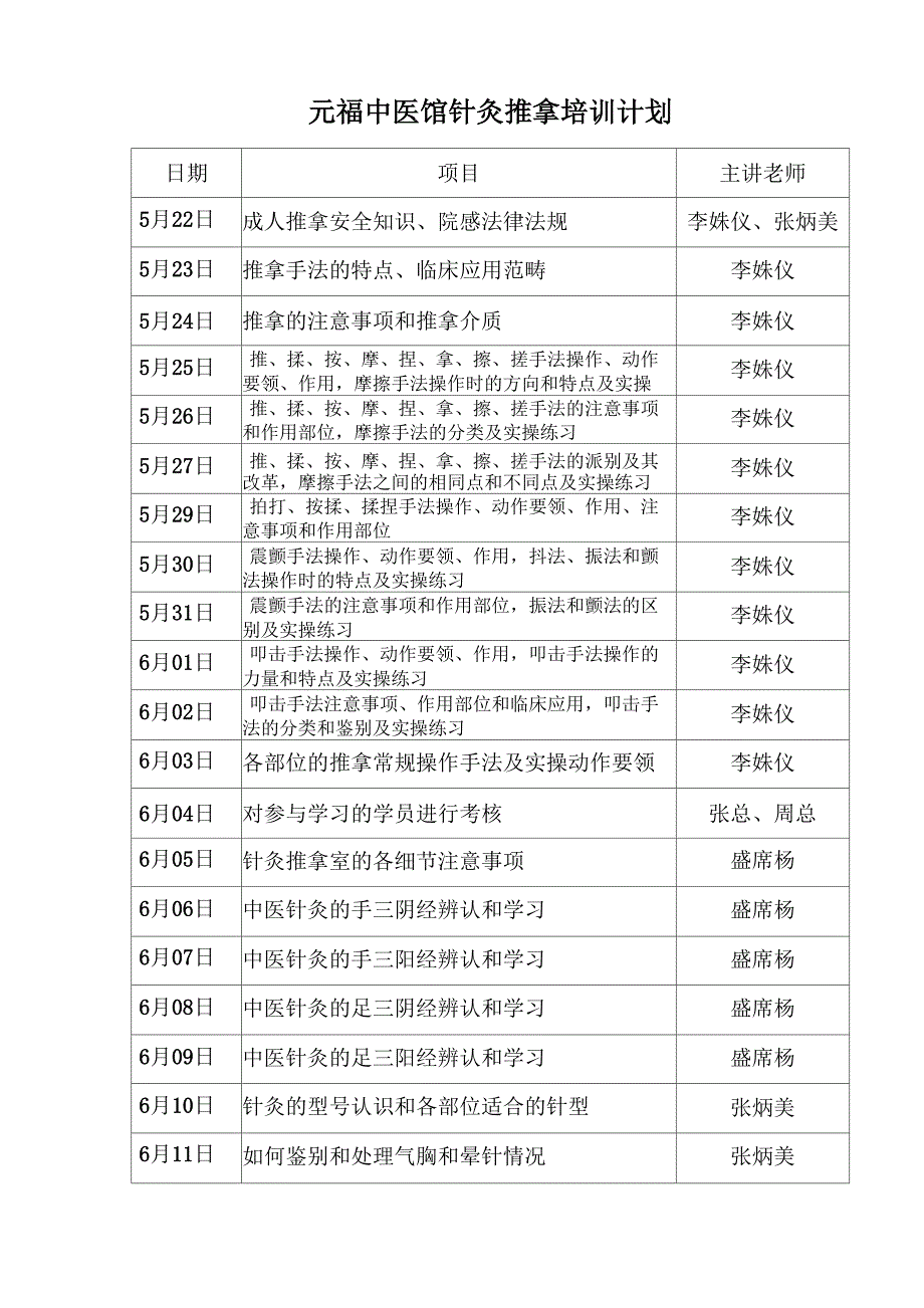 元福中医馆针推培训计划_第1页