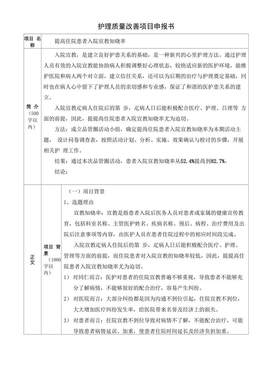 护理质量改善项目2018_第1页