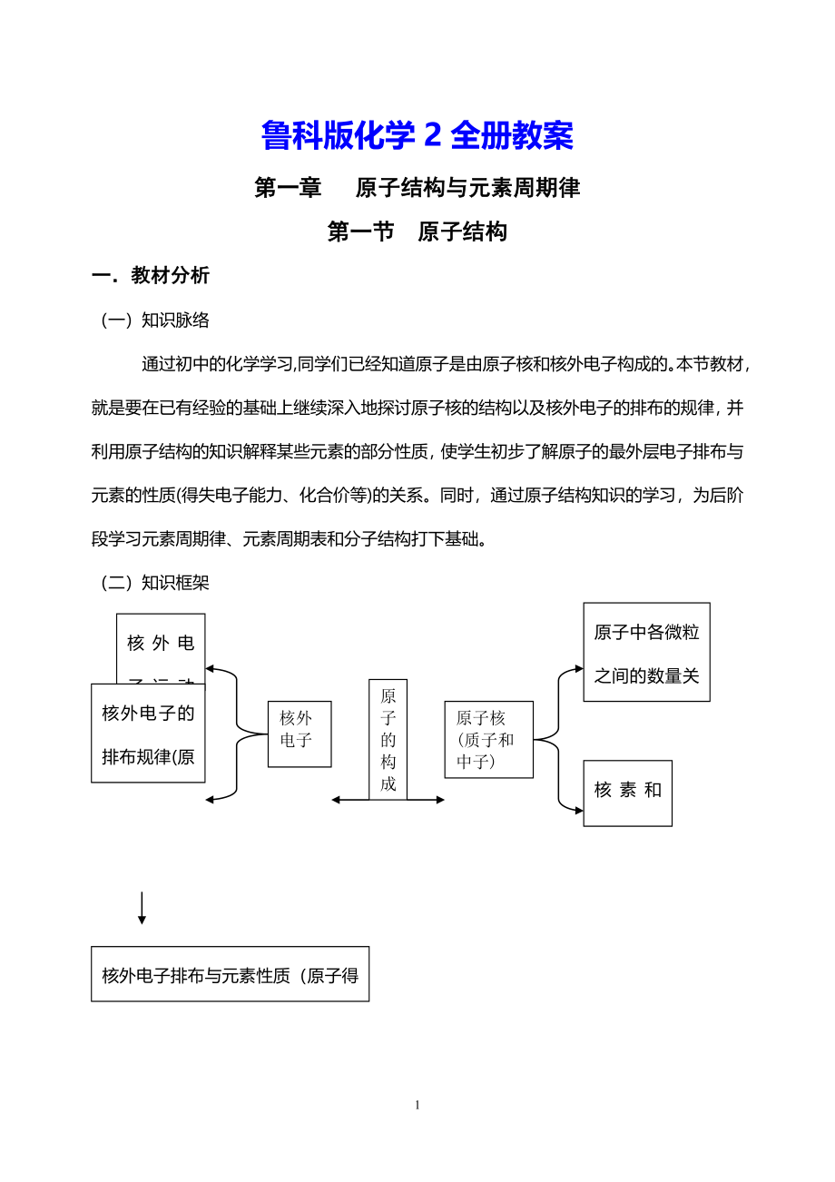 鲁科版化学《必修2》全册教案_第1页