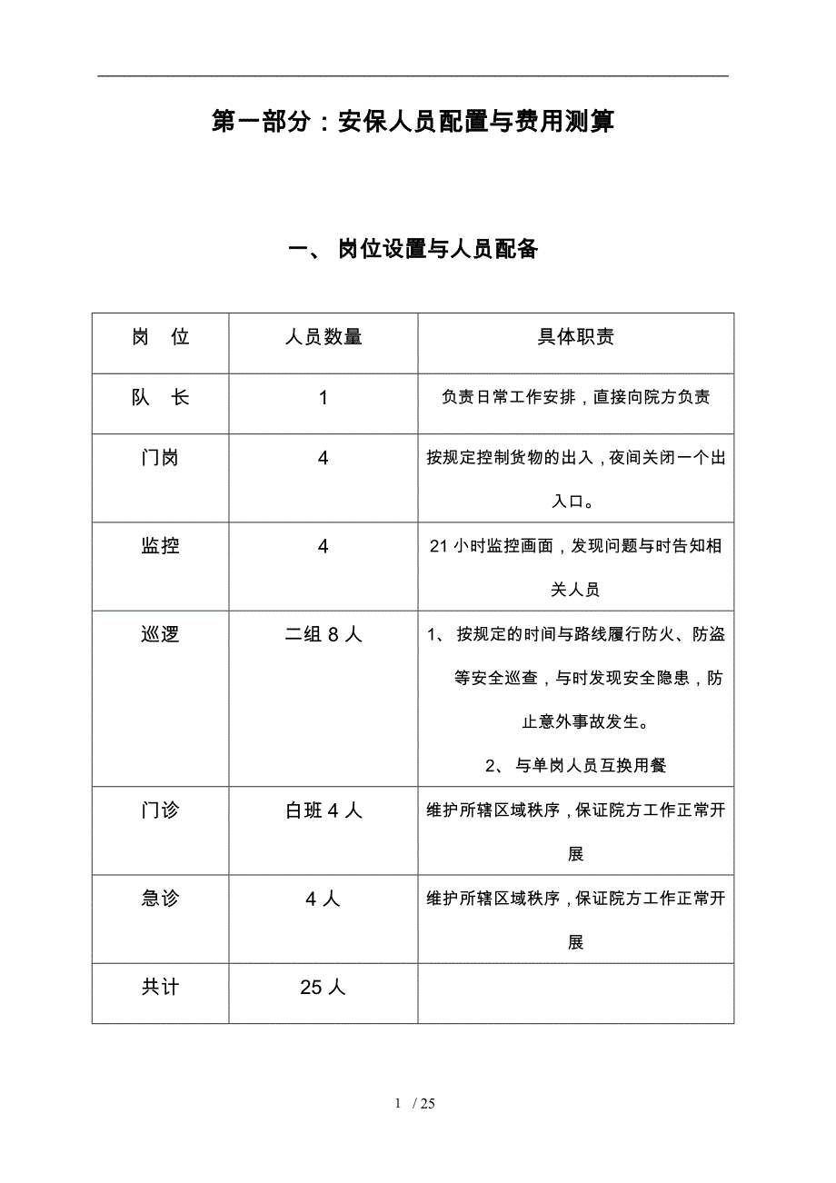 医院保安管理方案说明_第1页