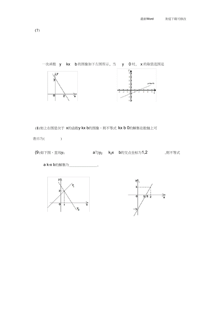 2020年八年级下册数学试题：19.2.3一次函数与方程、不等式练习题_第3页