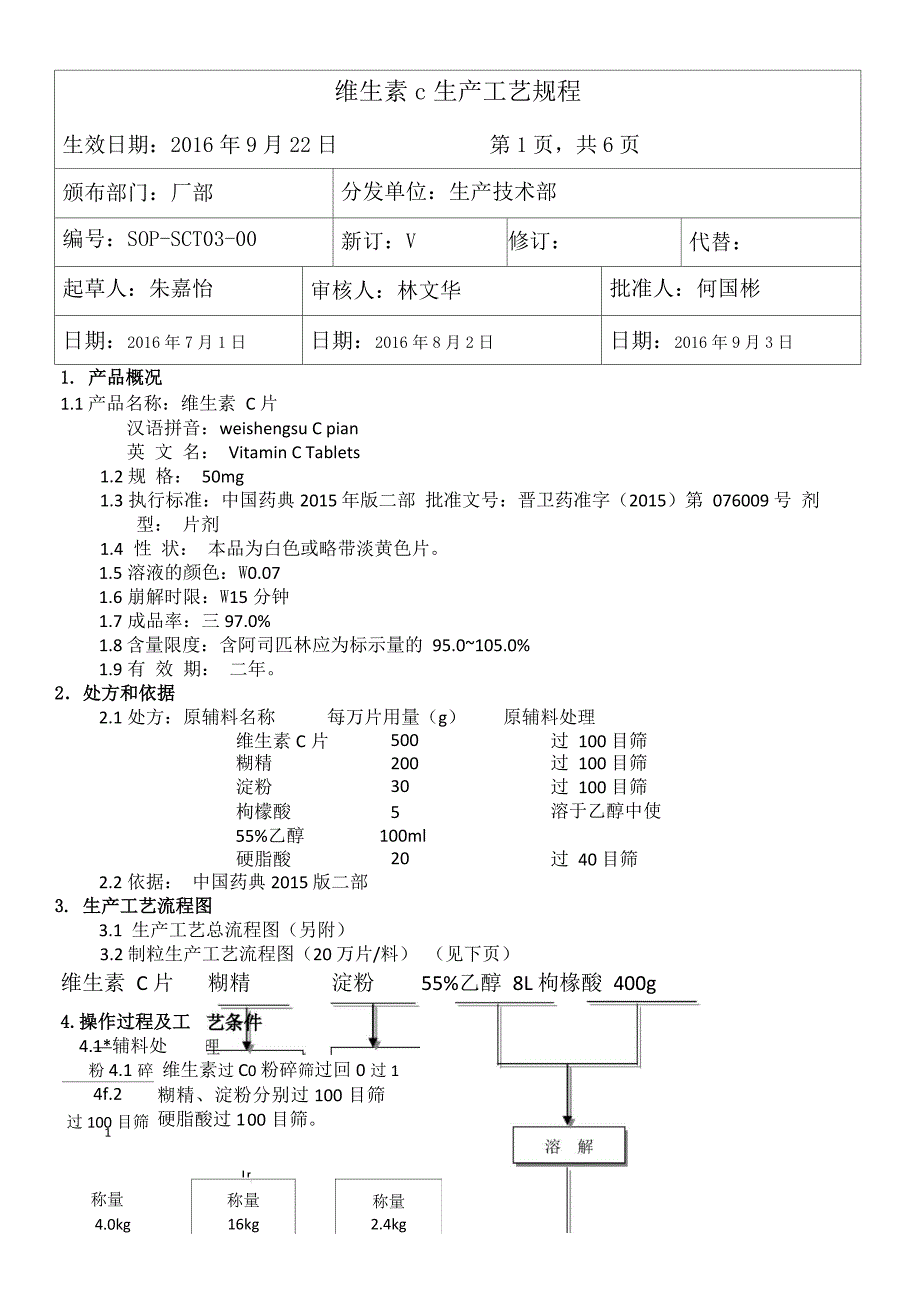 维生素c片工艺规程_第1页