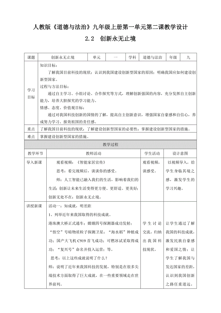 教育专题：22创新永无止境教学设计_第1页