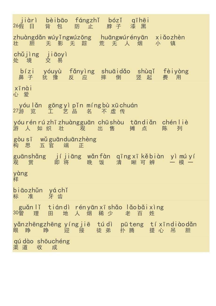 人教三年级下册语文课后生字组词加拼音_第5页