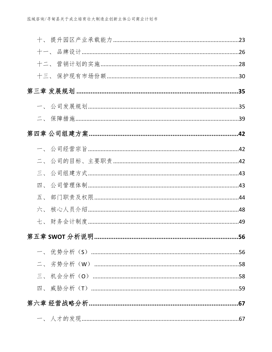 寻甸县关于成立培育壮大制造业创新主体公司商业计划书_模板_第2页