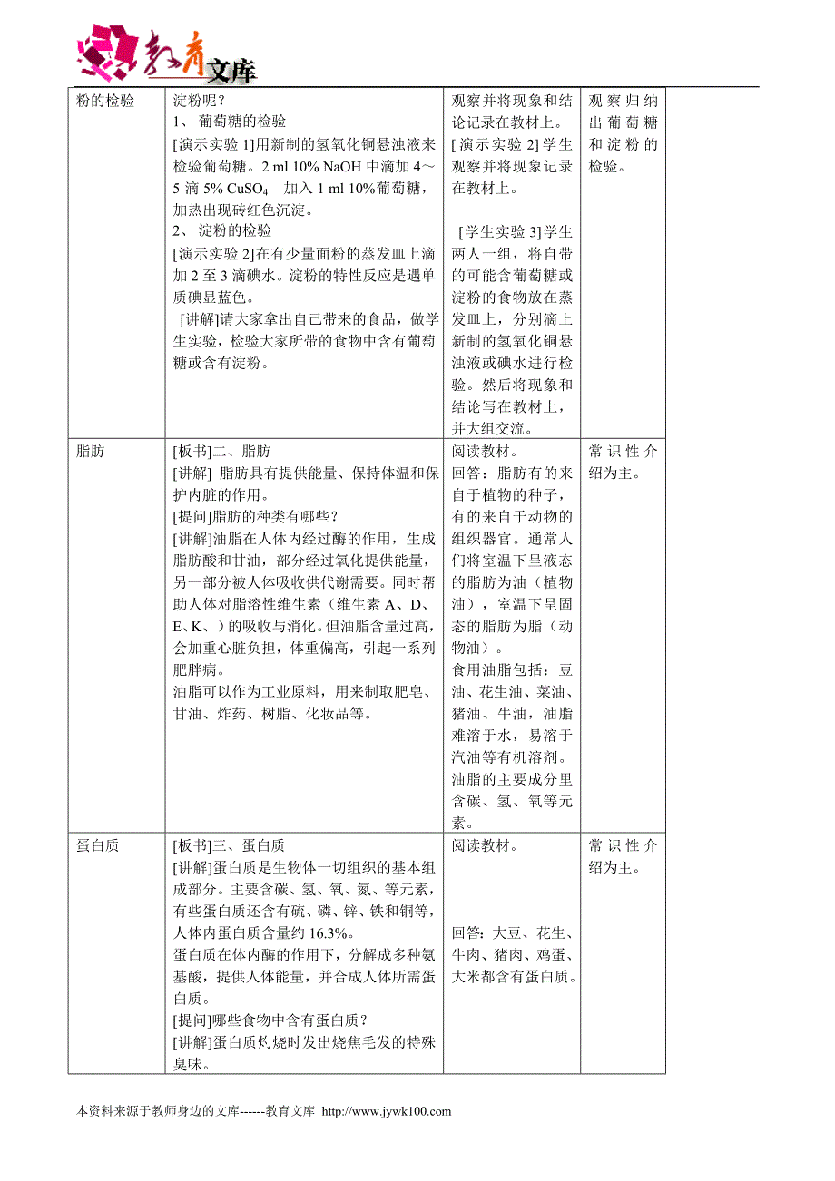 10.1食品中的营养素共1课时教学设计_第4页