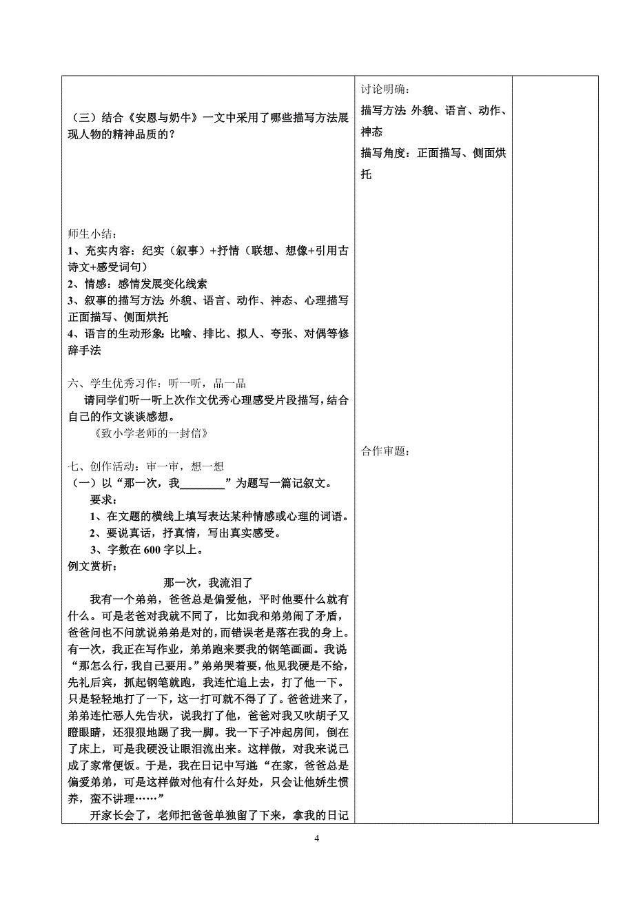 中峰镇中心学校集体备课教学设计模板(说真话 抒真情).doc_第4页