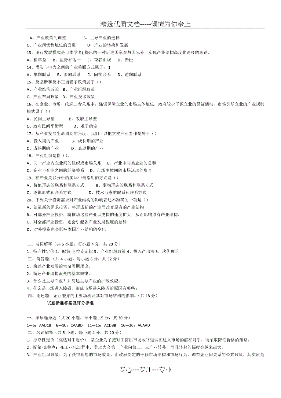 产业经济学考试试题_第2页