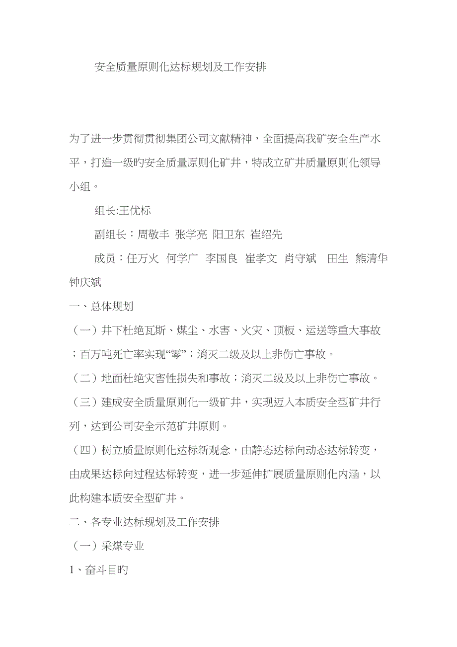 安全质量标准化达标规划及工作安_第1页