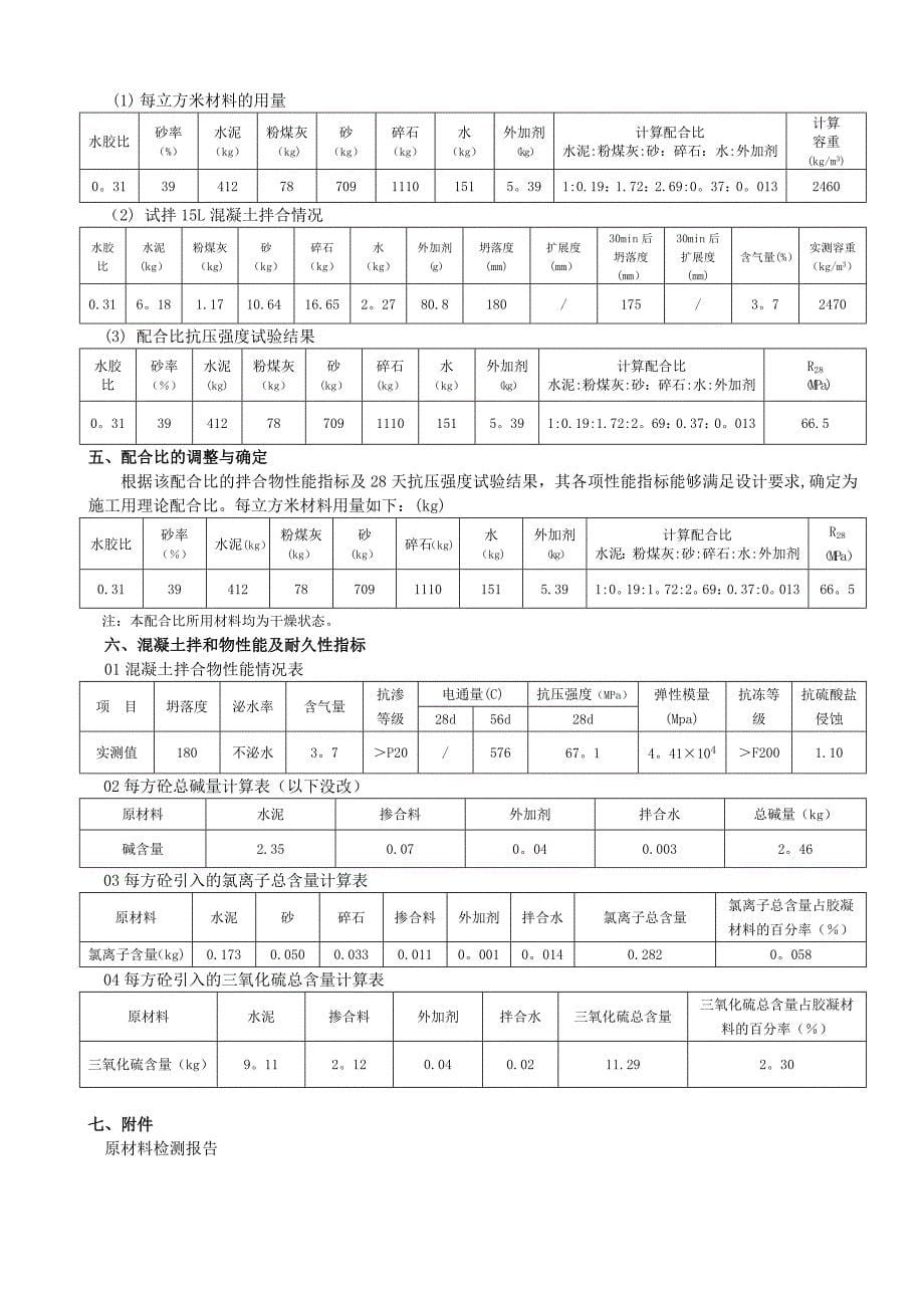 C55高性能混凝土配合比计算书_第5页