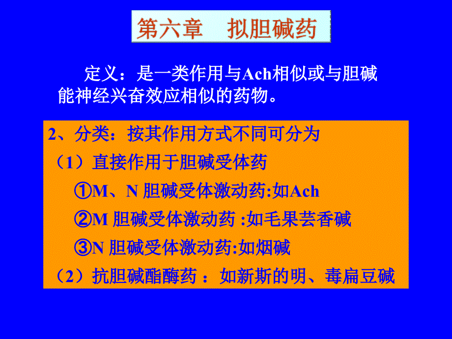 第六章 胆碱受体激动药和作用于胆碱酯酶药_第1页