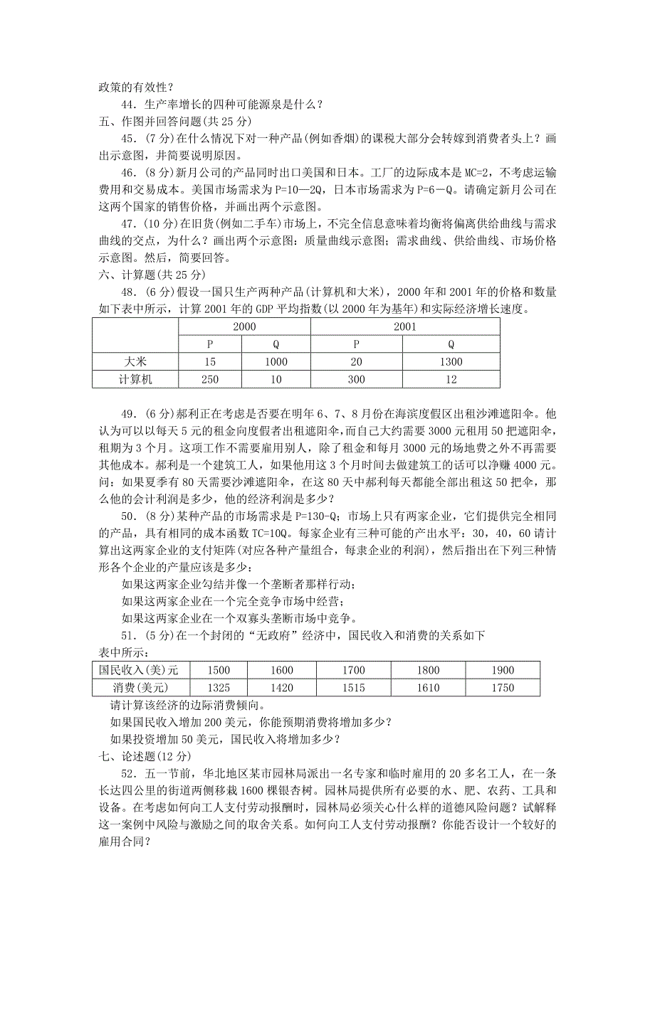 大连理工大学2003经济学基础试题(考研试题_第2页