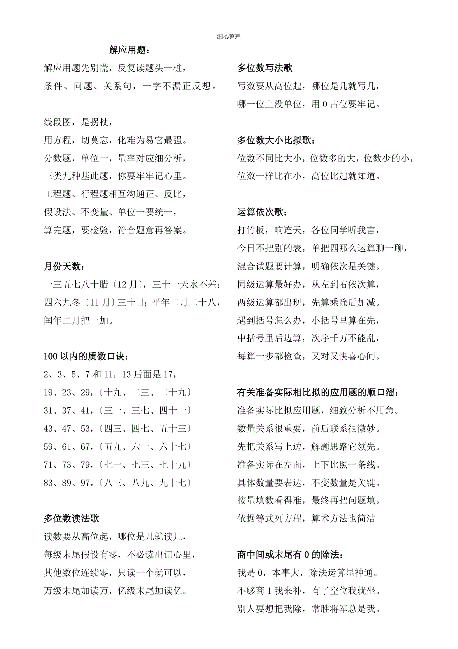 小学数学顺口溜_第1页