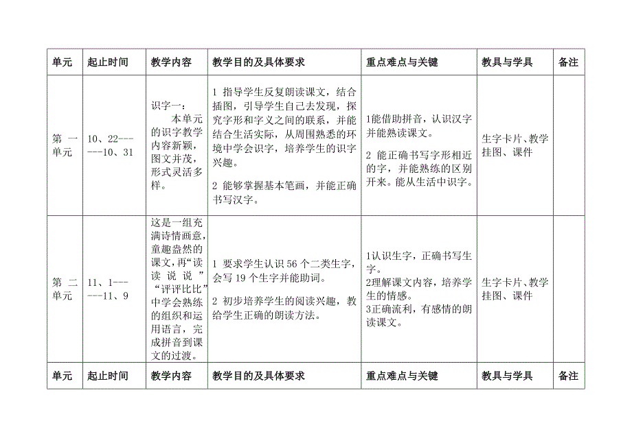 人教版一语上教学计划.doc_第2页