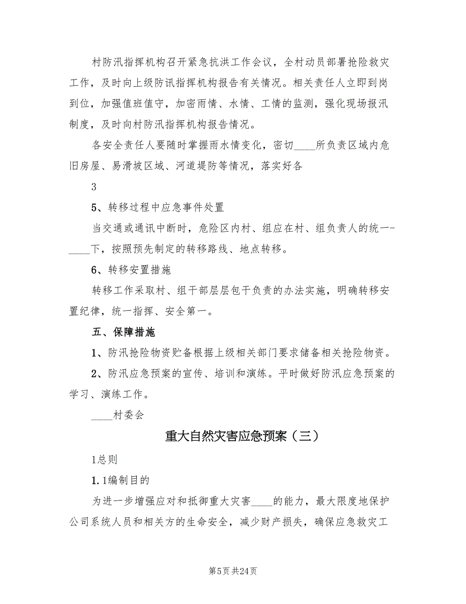 重大自然灾害应急预案（六篇）_第5页