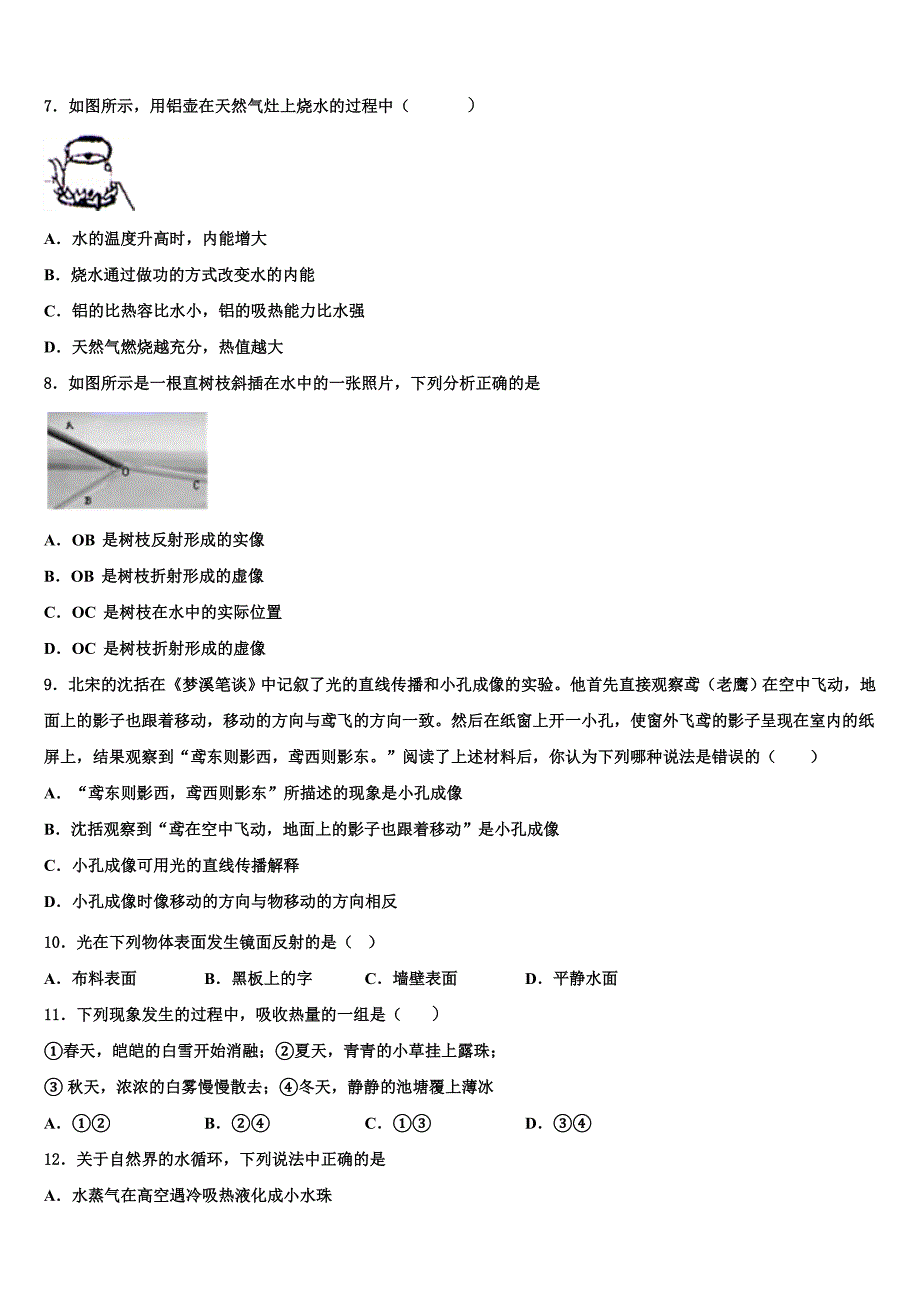 2023学年广东省深圳宝安区四校联考物理八上期末监测试题含解析.doc_第2页