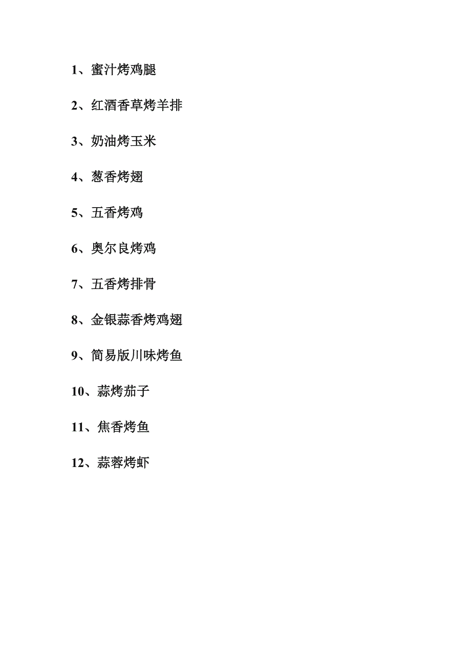 烤箱 食谱 烧烤肉类蔬菜类.doc_第1页