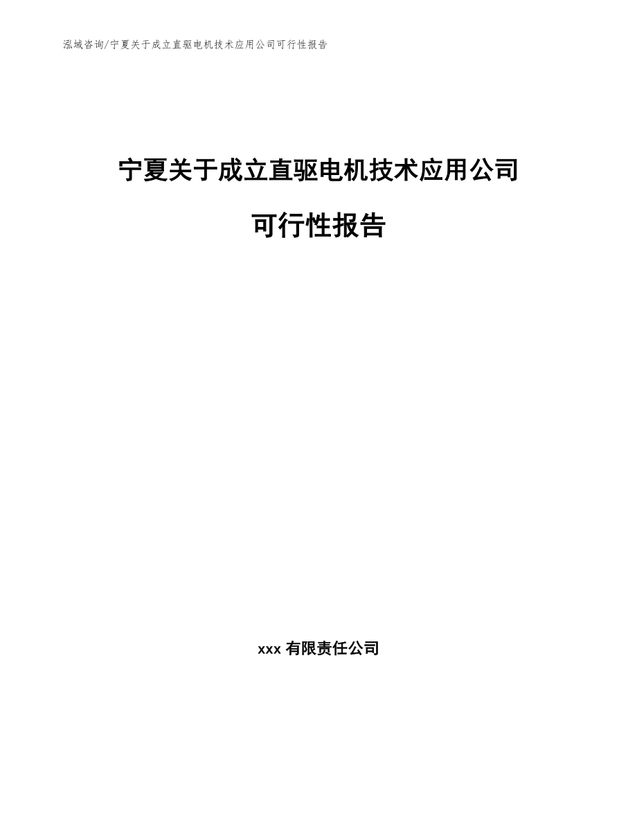 宁夏关于成立直驱电机技术应用公司可行性报告（模板）_第1页