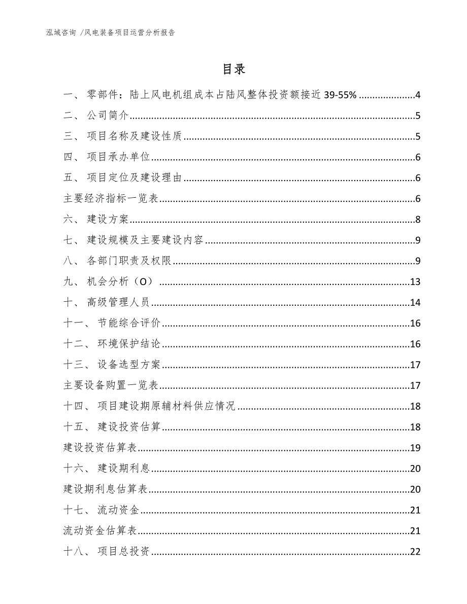 风电装备项目运营分析报告_第1页