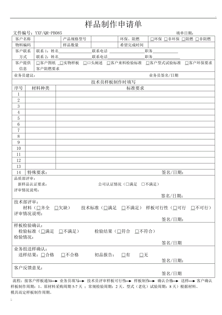 样品制作申请单_第1页