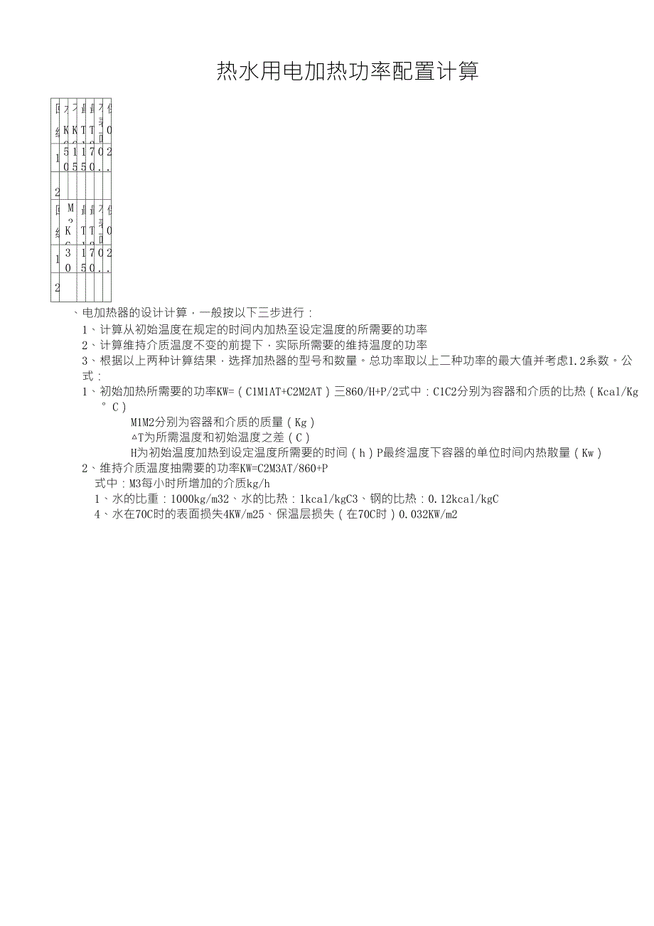 热水用电加热功设计计算_第1页