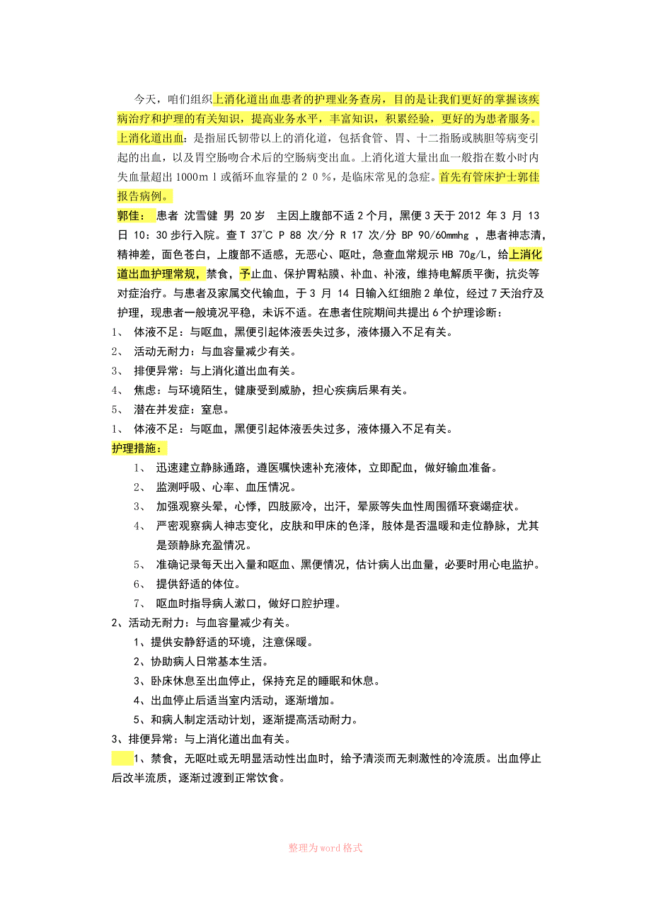 上消化道出血护理查房_第1页