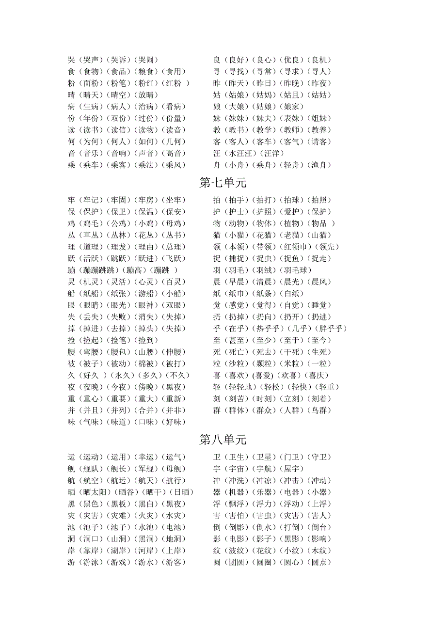 人教版二年级上册语文生字组词.doc_第4页