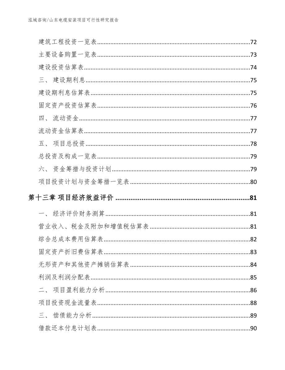 山东电缆安装项目可行性研究报告参考范文_第5页