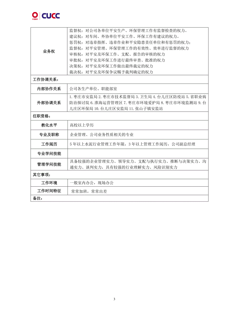 安全环保办公室岗位说明书_第4页