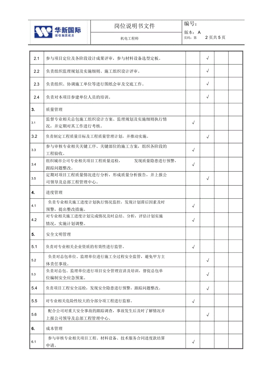 机电工程师岗位说明书_第2页