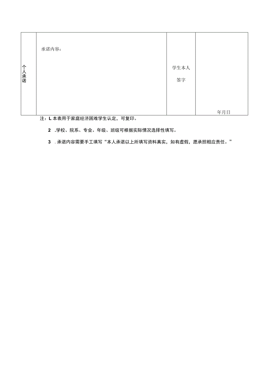 湖北经济学院法商学院家庭经济困难学生资助申请认定表_第2页