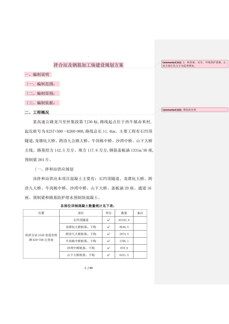 拌合站及钢筋加工场建设规划方案说明_第1页