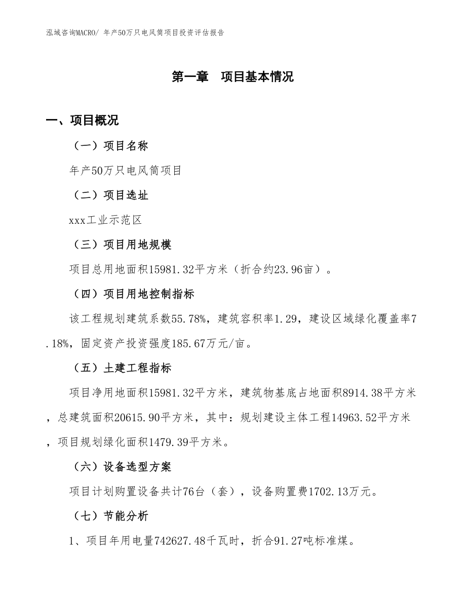 年产50万只电风筒项目投资评估报告.docx_第4页